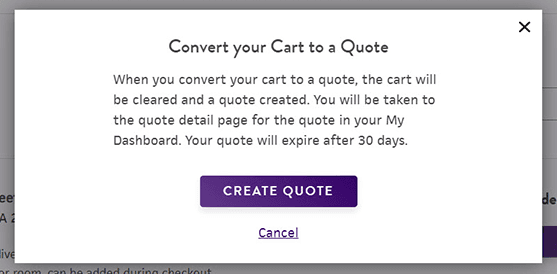 Screen shot of convert to quote module
