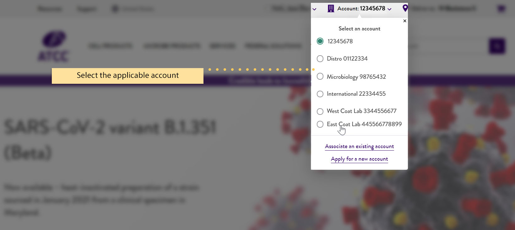 Select your account