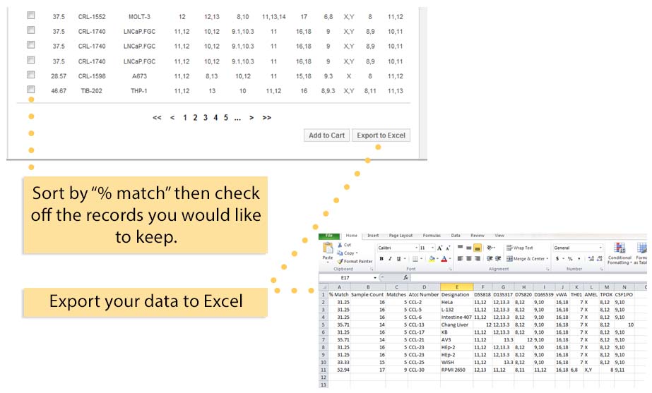 check off the str data you would like to keep and export