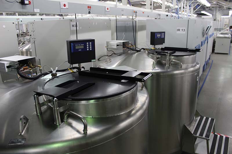 Large cryopreservation tanks in biorepository.